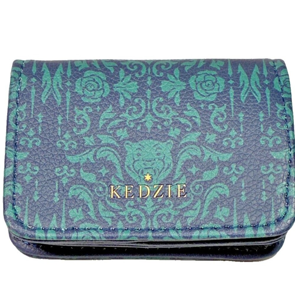 Kedzie Viceroy Mini Wallet Teal Green Navy Floral Vegan Leather